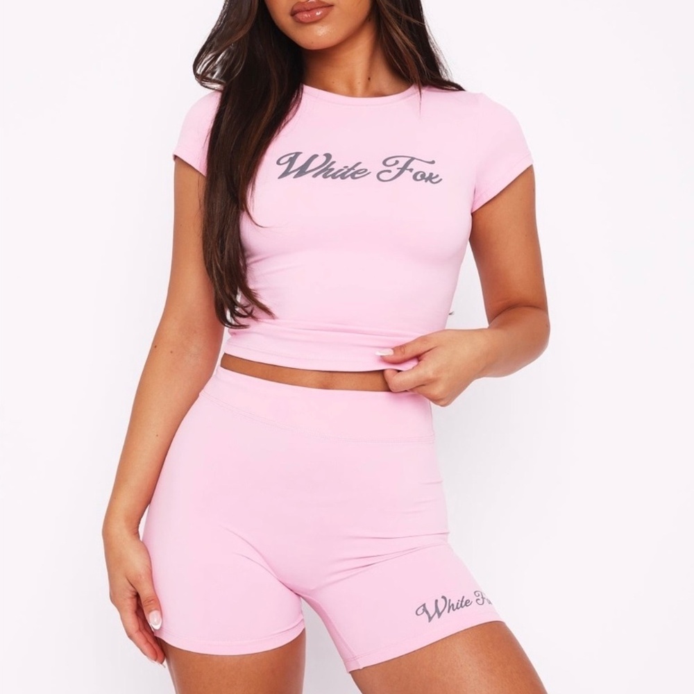 White Fox Season 7 Light Pink Baby Tee and Shorts Tulle Set Size M/L - Picture 2 of 12